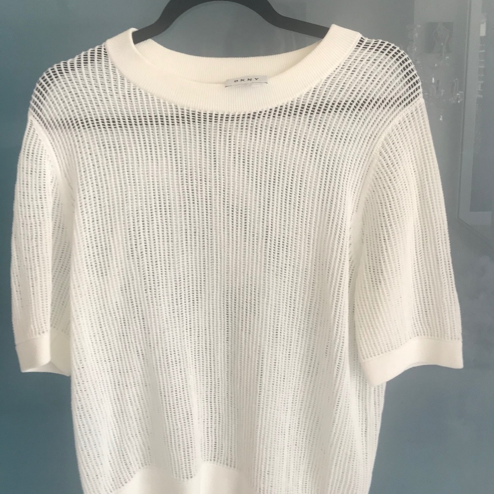 DKNY Top - White Knit -L